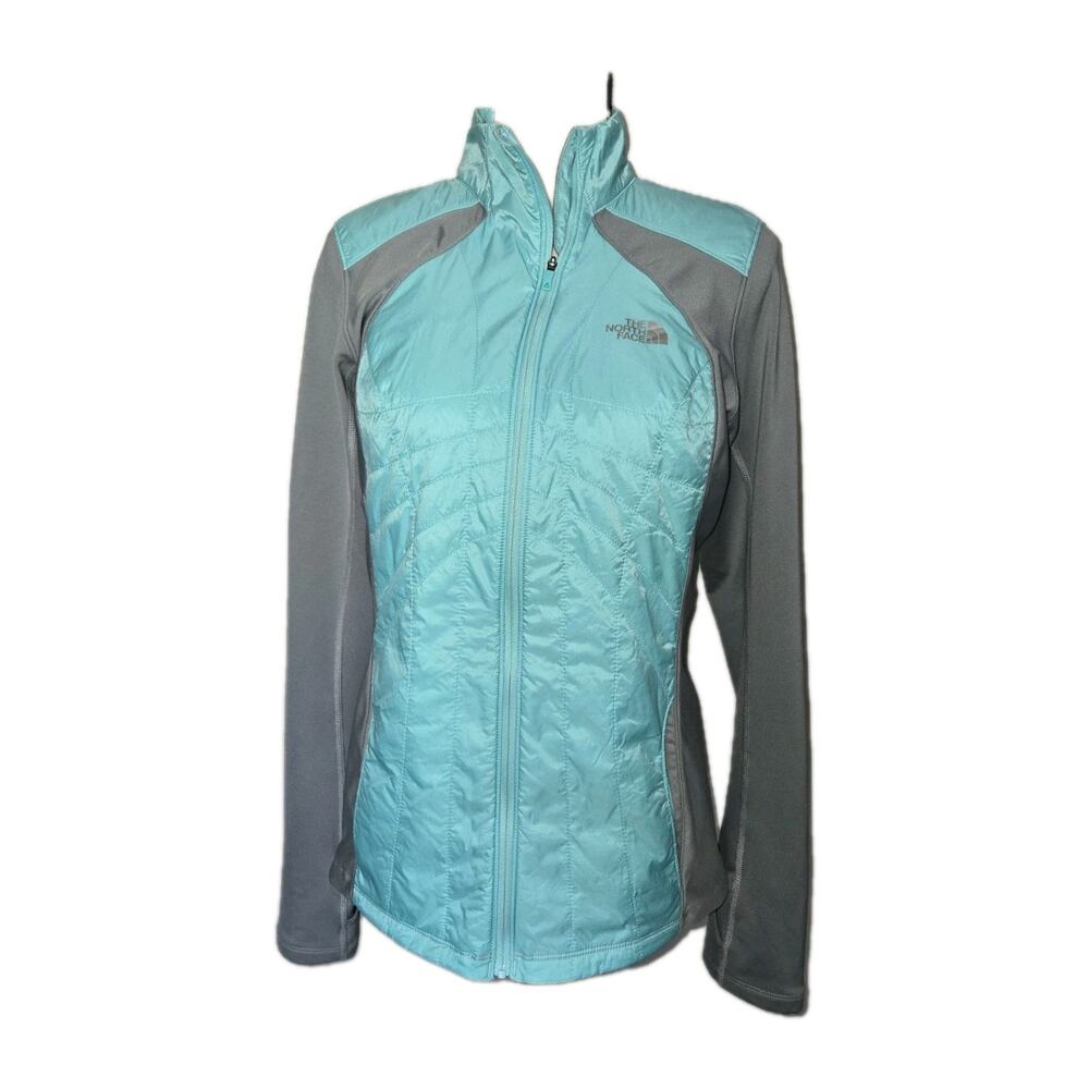 The North Face Women’s L PrimaLoft Hybrid Jacket Teal Gray Full Zip Lightweight